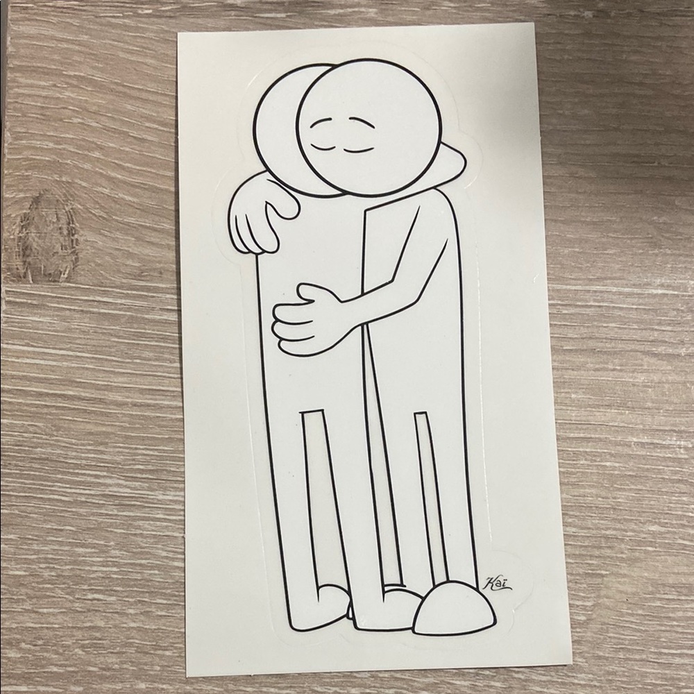 Black and White Hugging Sticker by Street Artist Kai